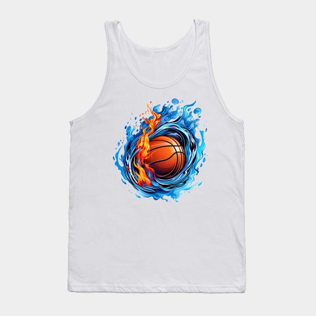 Abstract Burning Basketball Ball Tank Top by mieeewoArt